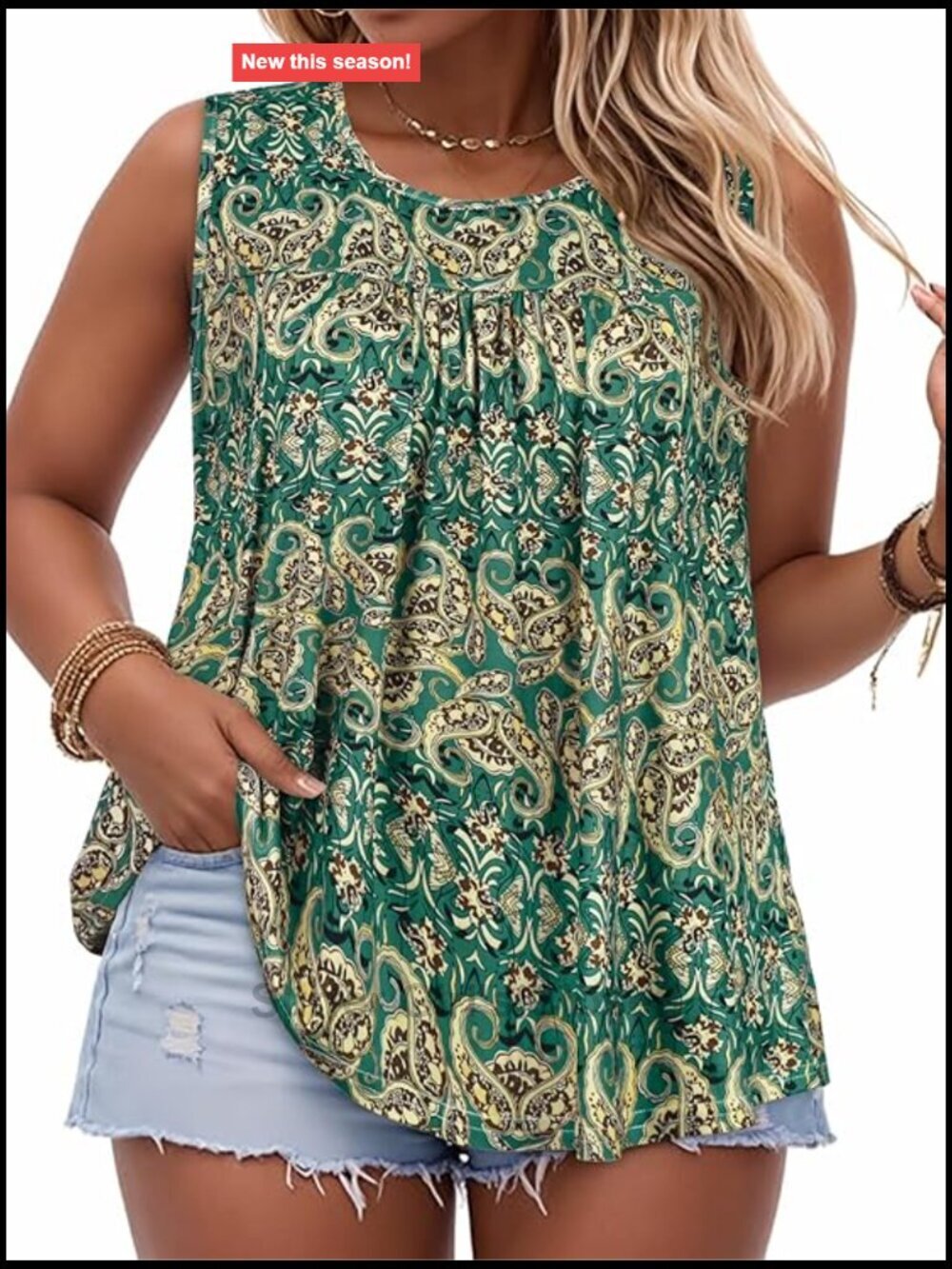 Plus Size Tank Top Flowy Sleeveless Tunic Tee Crewneck Summer Tops